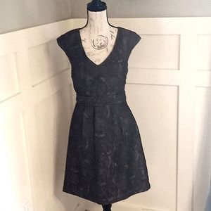 M.S.S.P Max Studio Black & Bronze Brocade Crinkle Formal Dress Sz S